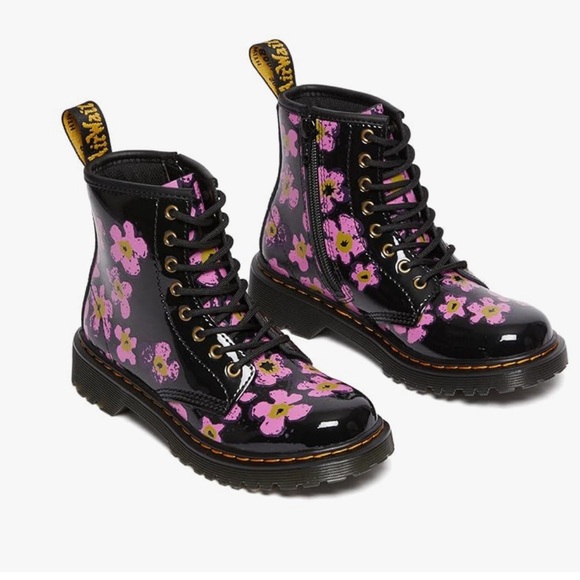 Dr. Martens Other - Dr. Martens Toddler Pansey Fayre Pink Floral Combat Boots Size 7